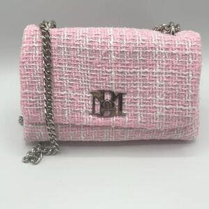 Badgley Mischka Pink Tweed Chain Shoulder Bag